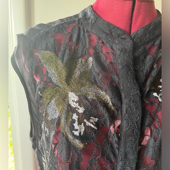 DARK NAVY LACE ALL SAINTS EMBROIDERED TANK TOP - Picture 2 of 12